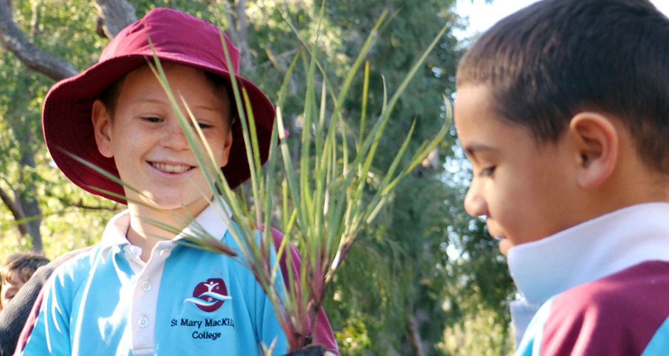 Students at DCEP-funded planting day