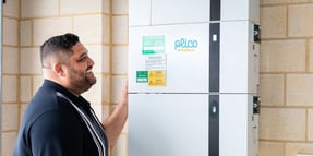 Plico member David with battery in Newcastle