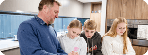Family looking at energy app