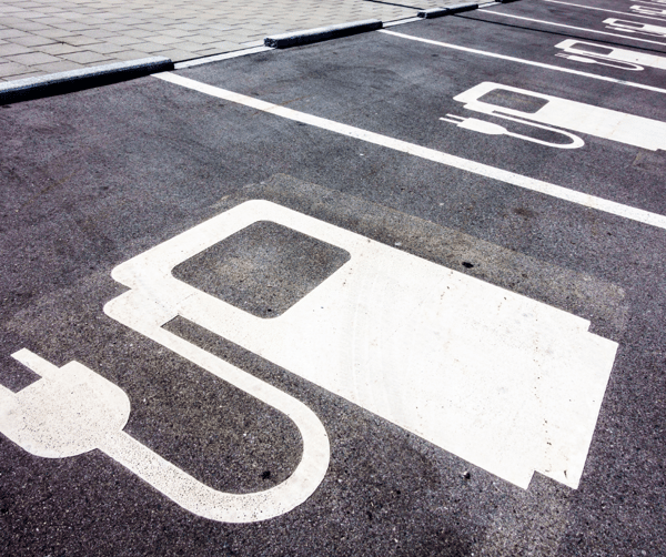 Park spaces reserved for electric vehicles for charging