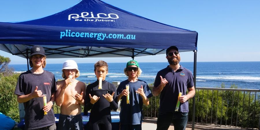 Junior surfers with Tyler Jackman at Shred Fest