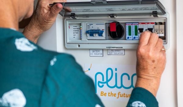 Plico Member with her inverter and battery