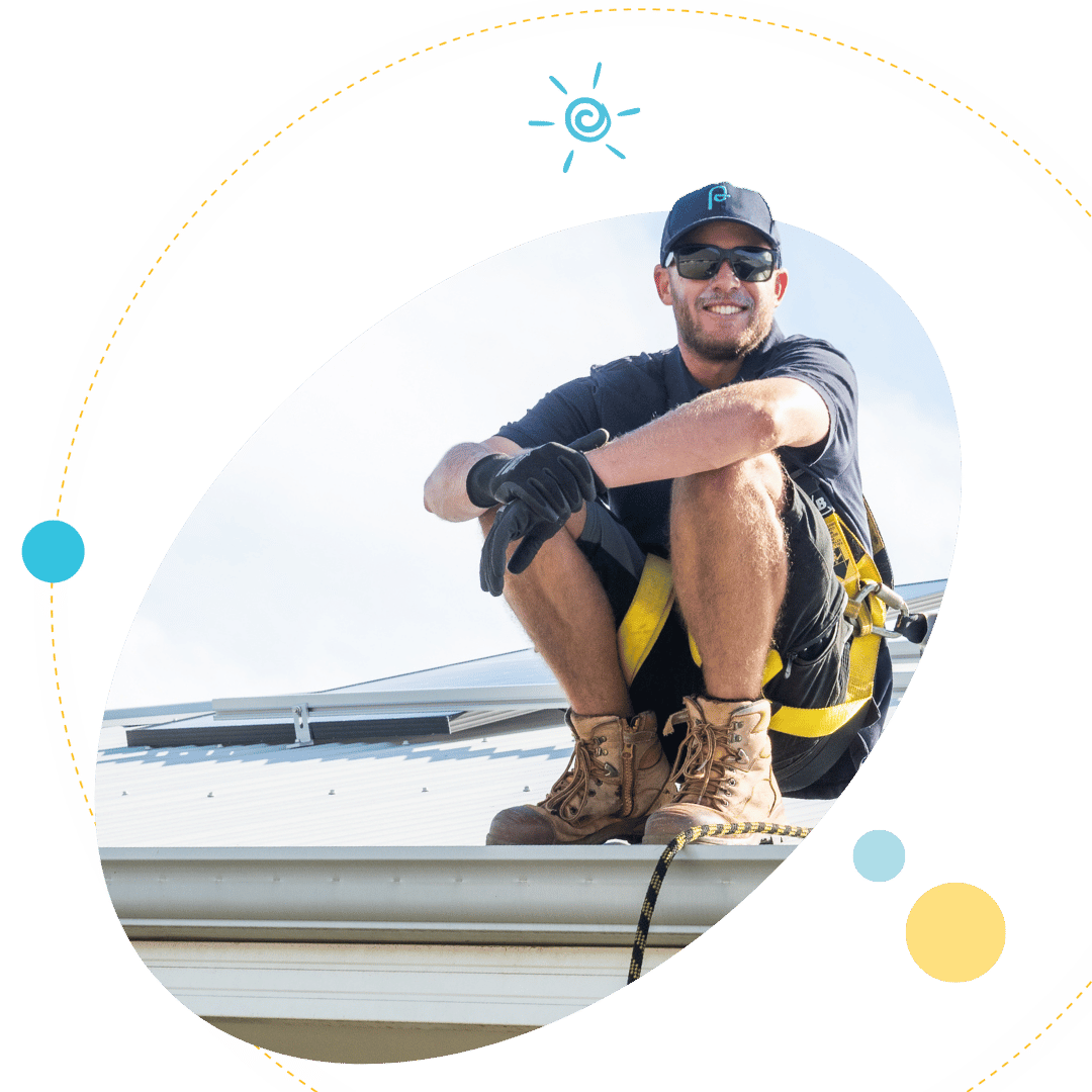 Plico installer sitting on roof
