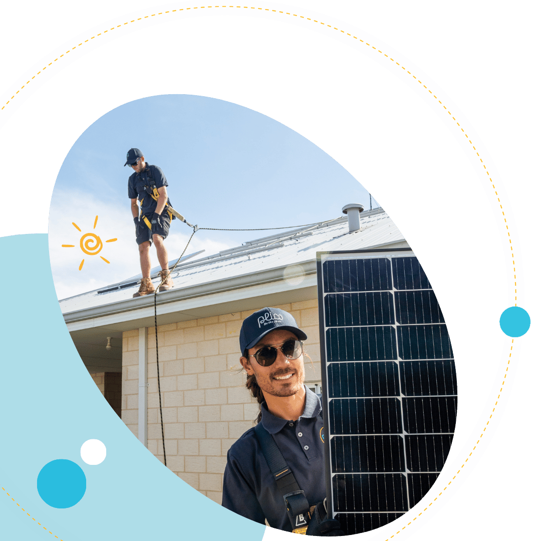 Installers on roof with solar panels Vasse WA