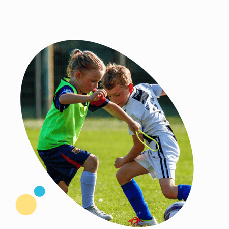 Children playing soccer